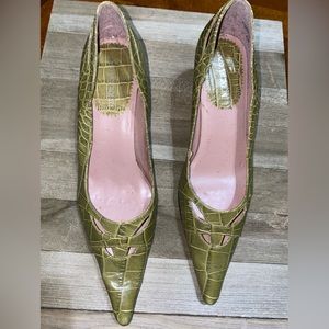 Olive Green Enzo Kitten Heels